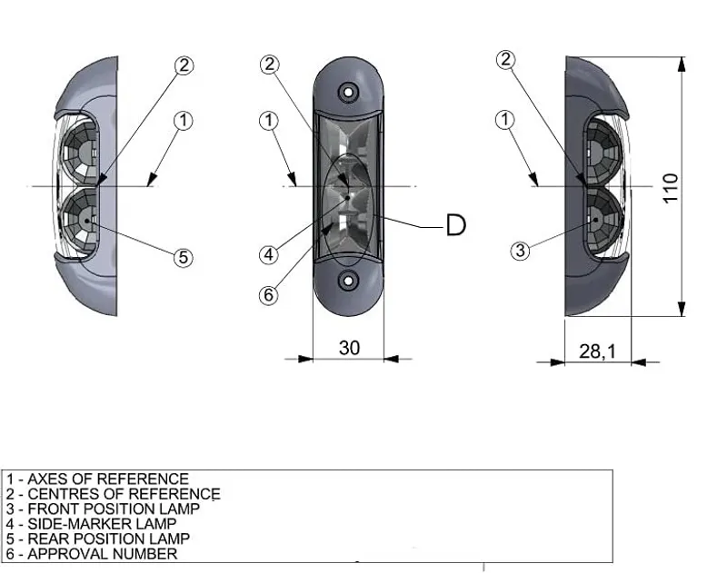 LED габарит, токос, 12V-24V, бяла, червена и оранжева светлина - за ремаркета, платформи, камиони и др. - 9