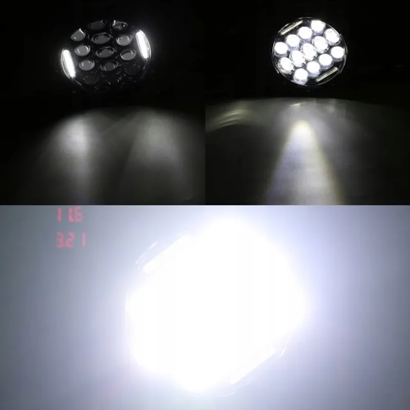 Комплект от 2бр. универсален 7 инча 18см ЛЕД LED фар лампа халоген 12V-24V къси/дълги с DRL дневни светлини бяло 8000lm за АТВ джип мотоциклет камион трактор и др. - 9