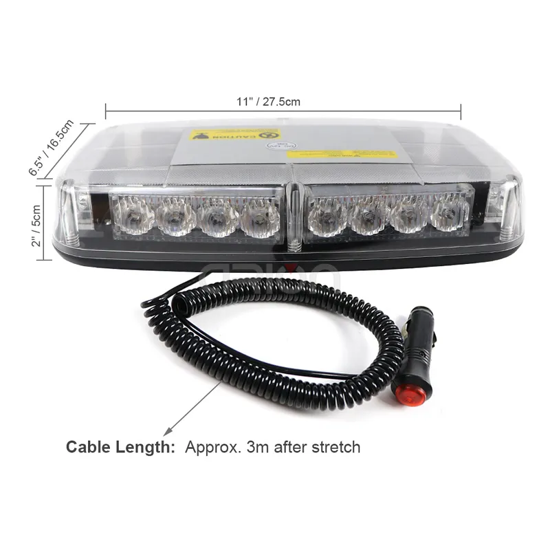 LED Аварийна Сигнална Лампа Буркан с Магнит, 24W, 15 Режима, 12V / 24V, Жълта Светлина, За Пътна Помощ, Платформа, Снегорин, Камион и Специализирана Техника - 9
