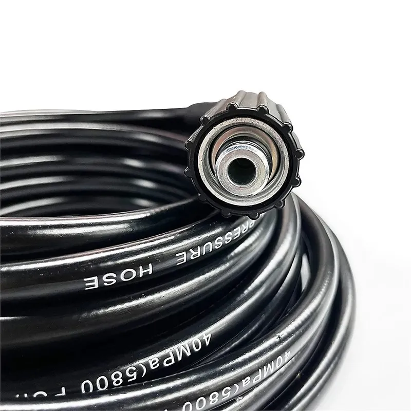 Маркуч за водоструйка с високо налягане - 10 м, M22-14 mm, 400 bar (5800 PSI), до 60°C, гъвкав и устойчив на износване, черен - 9