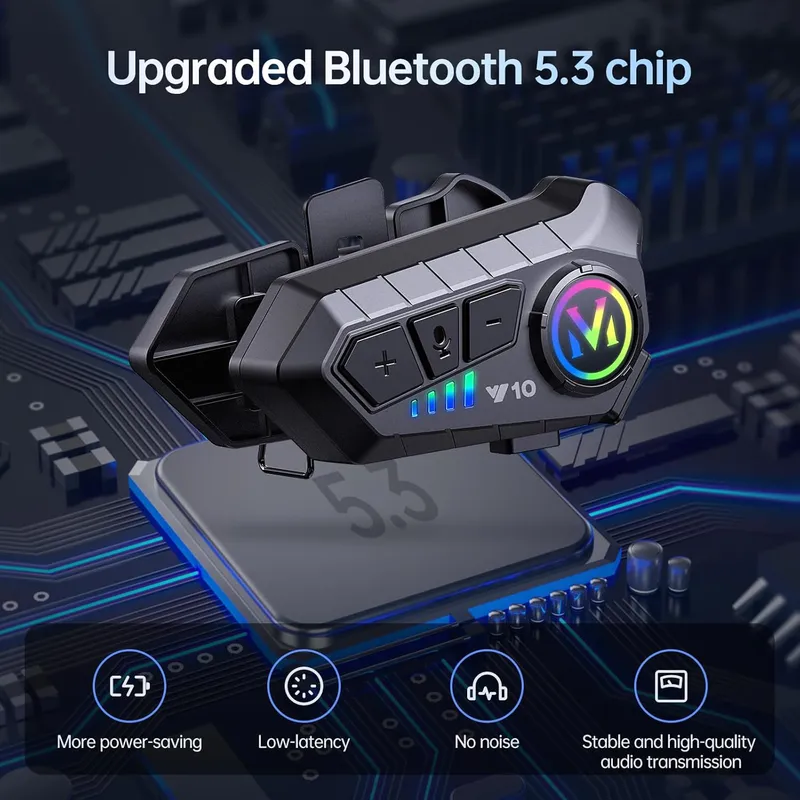 Комплект от 2бр. Безжична Bluetooth слушалка за моторна каска с двупосочен интерком и интелигентно шумопотискане - 10