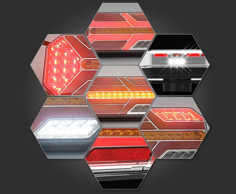 Комплект LED Диодни Стопове, Динамичен Мигач, 7 Функции, 12/24V - 10