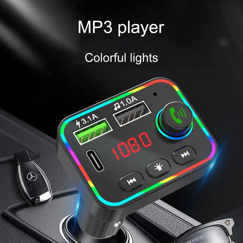 FM радио трансмитер зарядно телефон HZ-BT-F4, 87.5 MHz до 108.0 MHz Bluetooth 2x USB черен с подсветка 12V - 24V - 10