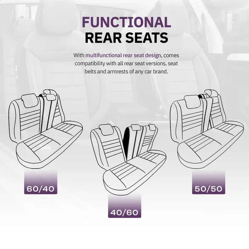 Комплект Луксозна Тапицерия OTOM текстил с еко кожа COMFORT LINE Design – Сиво-Черна със сив шев, за Предни и Задни Седалки - 10