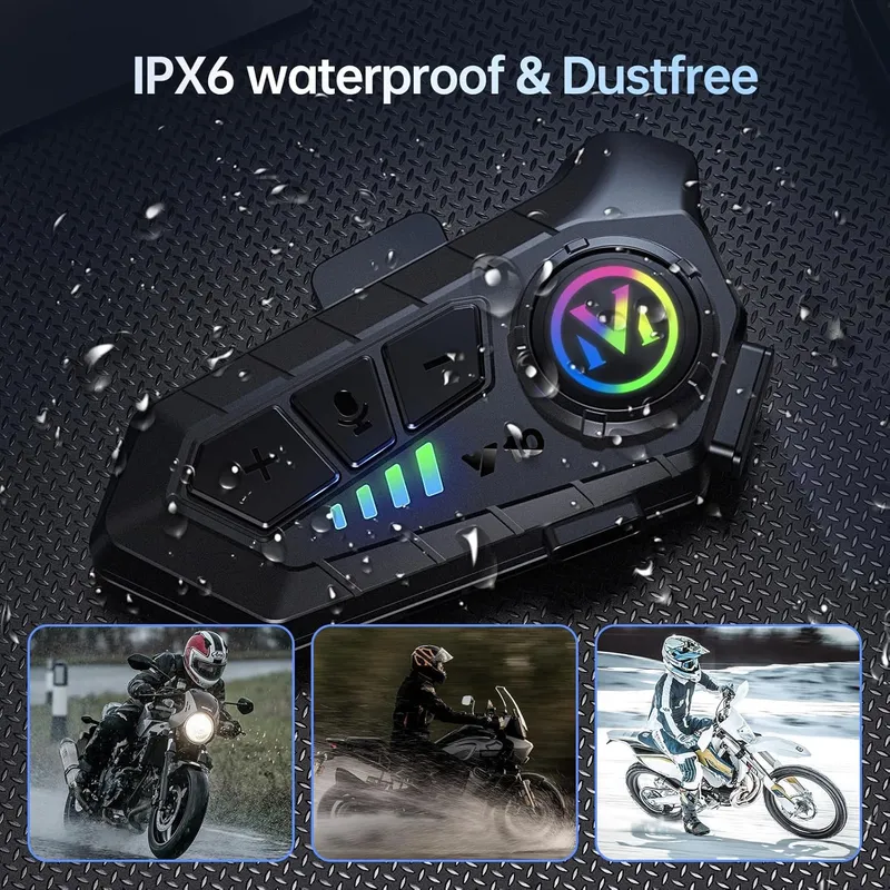 Комплект от 2бр. Безжична Bluetooth слушалка за моторна каска с двупосочен интерком и интелигентно шумопотискане - 11
