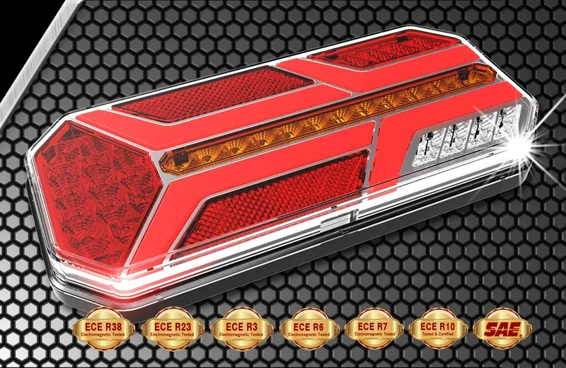 Комплект LED Диодни Стопове, Динамичен Мигач, 7 Функции, 12/24V - 11