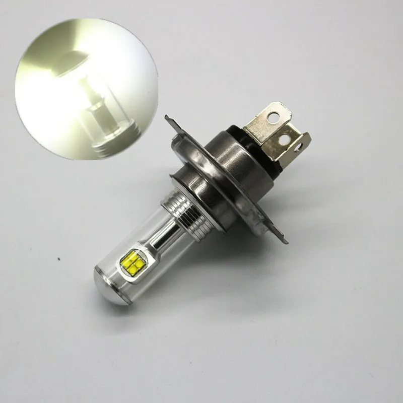 Комплект от 2 броя ЛЕД LED крушки за фарове H4 Х4 HS1 12V-24V Бели 6000k - 11