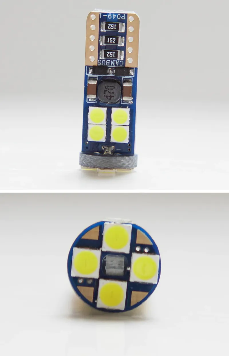 Комплект от 2 броя T10 Led крушки в блистер 12 SMD светодиода, W5W, Canbus, 12V - 24V , бяла светлина 6000K - 11