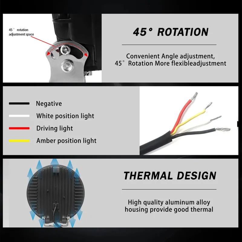 LED + DRL Диоден Халоген Фар Бял Оранжев Габарит Ø 230 мм 12V 24V за джип камион трактор багер земеделски машини и др. - 11