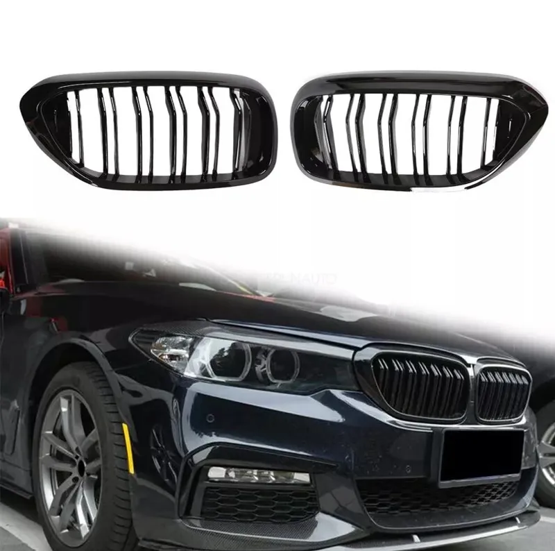 Двойни Бъбреци Решетки За BMW 5 Series БМВ 5-та Серия G30 G31 G38 2017-2019г. 520i, 523i, 528i, 530i, 535i, 550i, 520d, 530d, 530e, 530eX, 530iX, 550iX (xDrive), 540dXЧерен Гланц Лак - 11