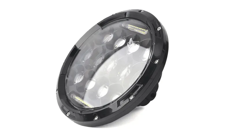 Универсален 7 инча 18см ЛЕД LED фар лампа халоген 12V-24V къси/дълги с DRL дневни светлини бяло 4000lm за АТВ джип мотоциклет камион трактор и др. - 11