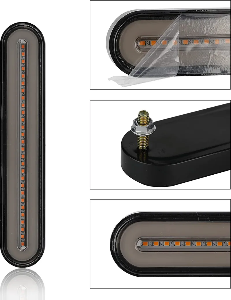 Комплект тънки LED стопове, стоп, задна светлина, динамичен Бягащ Мигач Неон Ефект - 12V-24V - 12