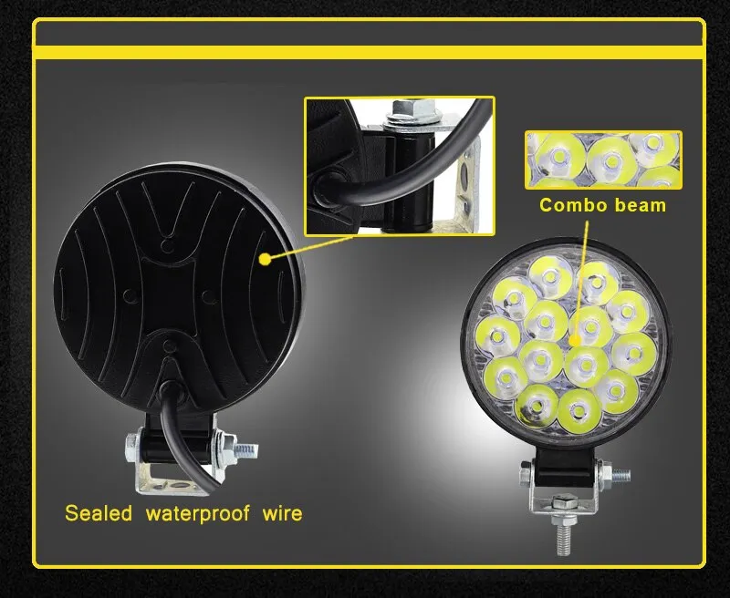 Комплект от 2бр. 42W Мини Лед LED Диоден Фар Халоген Дневни Светлини 12V - 24V за автомобил офроуд бус ван камион - 13
