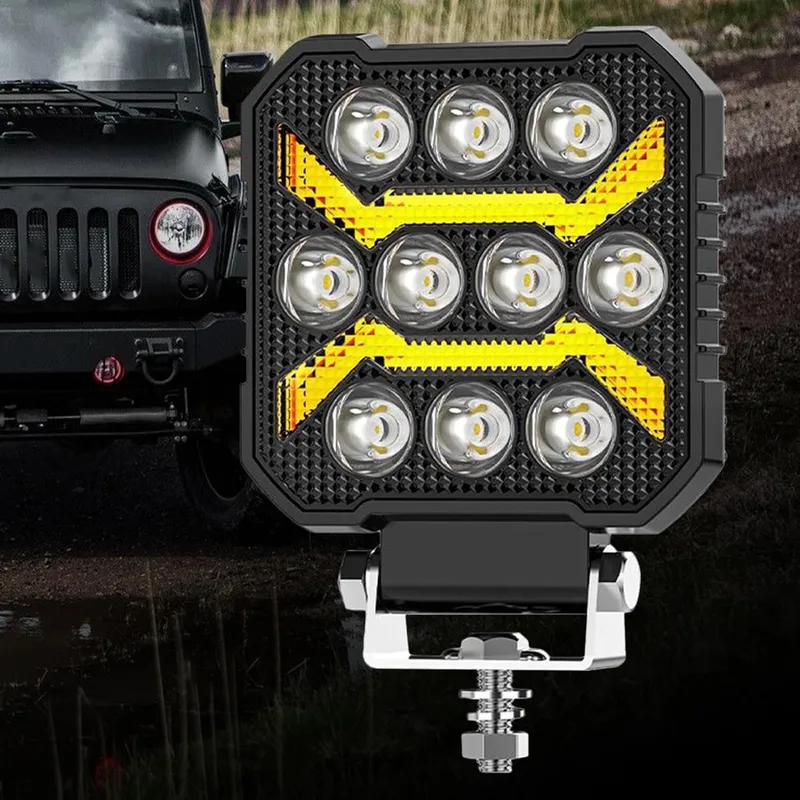 Универсален LED халоген халоген с бяла светлина и оранжева DRL - 10 диода, 1700 lm, 17 W, 12V-24V, IP68, 7 режима на работа, стробоскопичен режим и динамичен мигач - 14