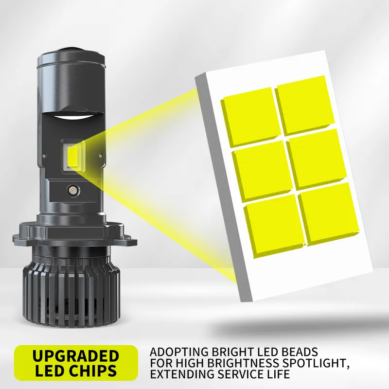 Комплект LED диодни крушки с лупа H4 12V - 24V 80W 12000LM за фарове Canbus без грешки 6000К-6500К къси/дълги - 15