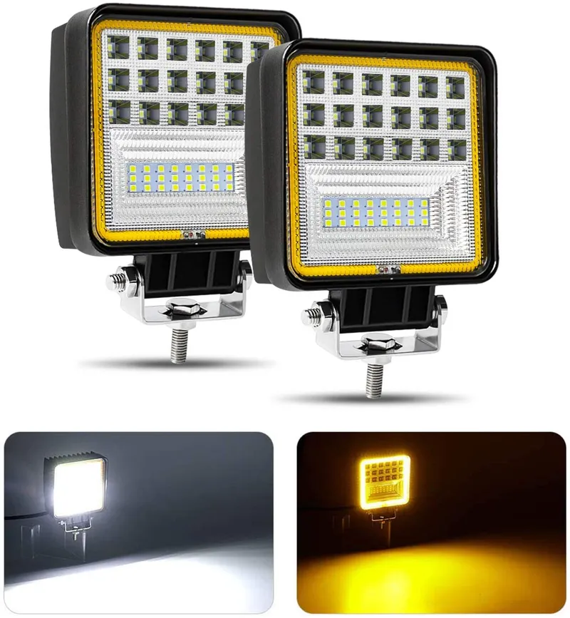 126W LED Диоден Фар Работна Бяла Жълта Светлина Габарит Мъгла Лампа 12V 24V 3030 Лумена - 16