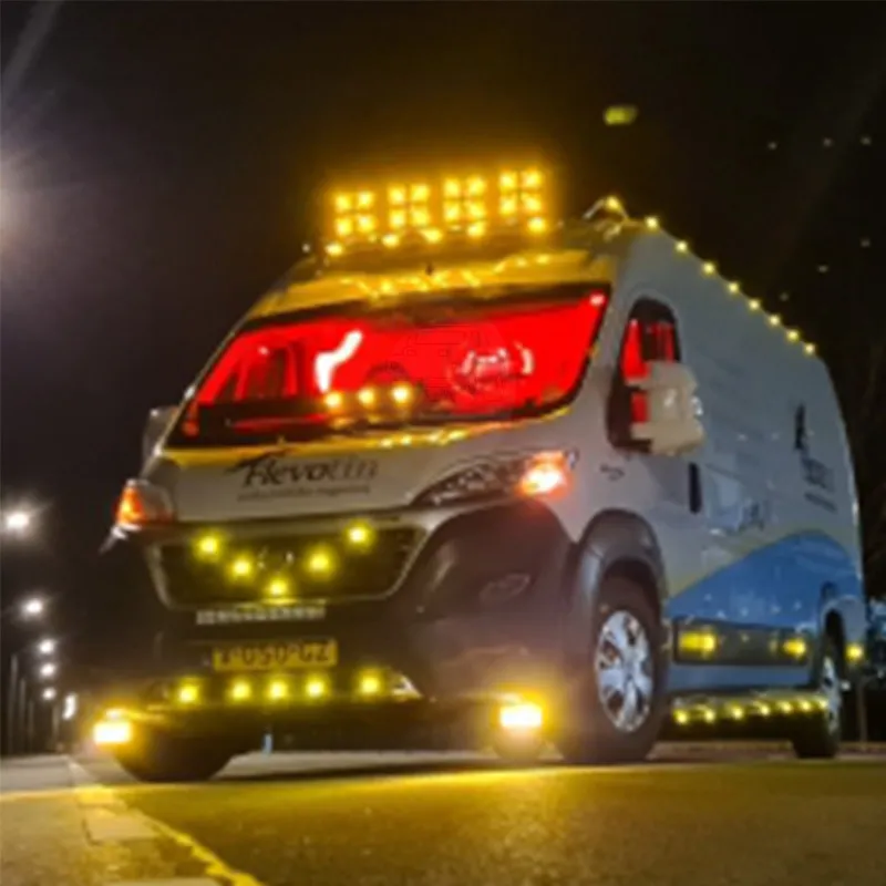 LED Диоден Халоген Dark knight Фар с DRL бяло - жълто оранжев габарит Ø 218мм 12V - 24V E-mark E9 за Джип Камион Трактор Багер Земеделски Машини и др. - 16
