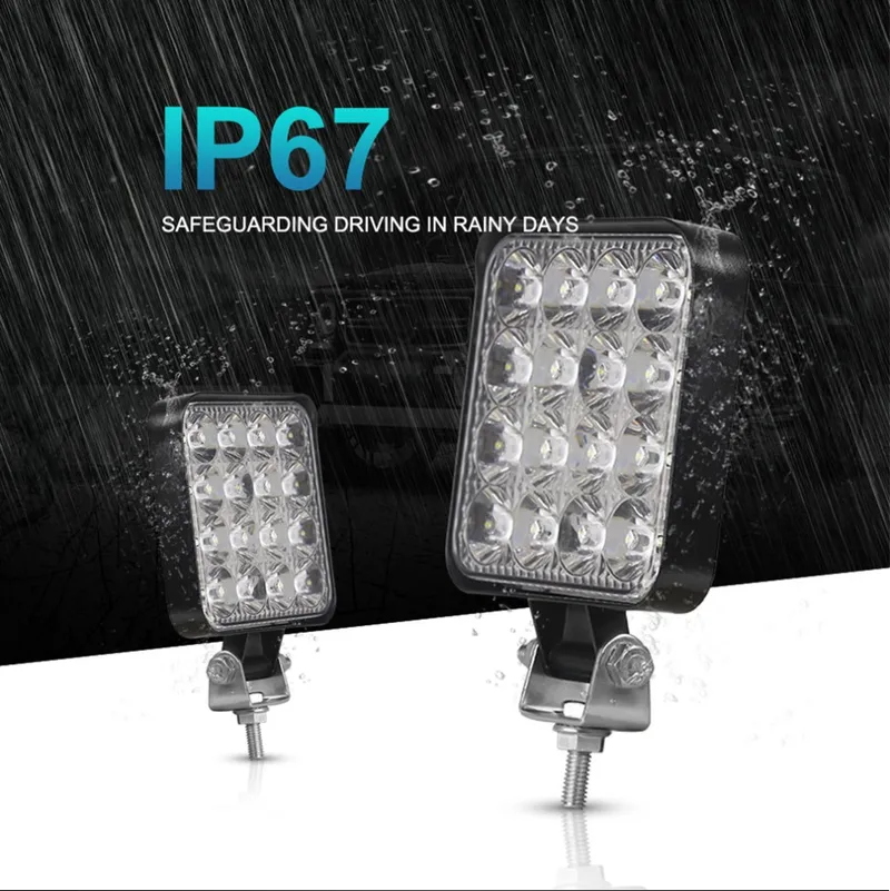 Комплект от 2бр. 48W Мини Лед LED Диоден Фар Халоген Дневни Светлини 12V - 24V за автомобил офроуд бус ван камион - 16