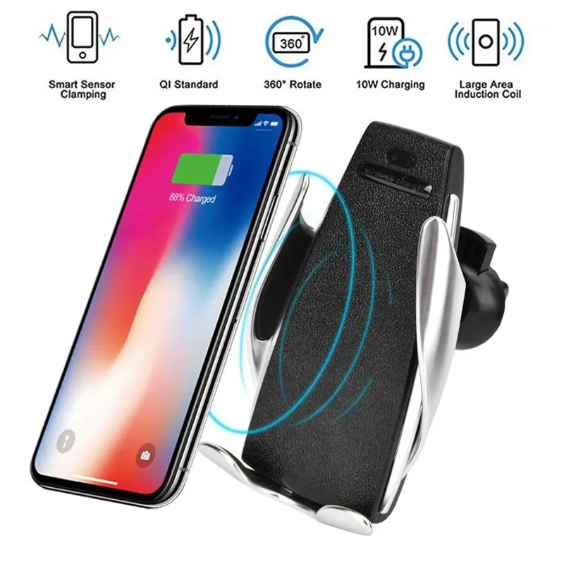 Поставка за телефон с Wireless Charger - Сива - 1
