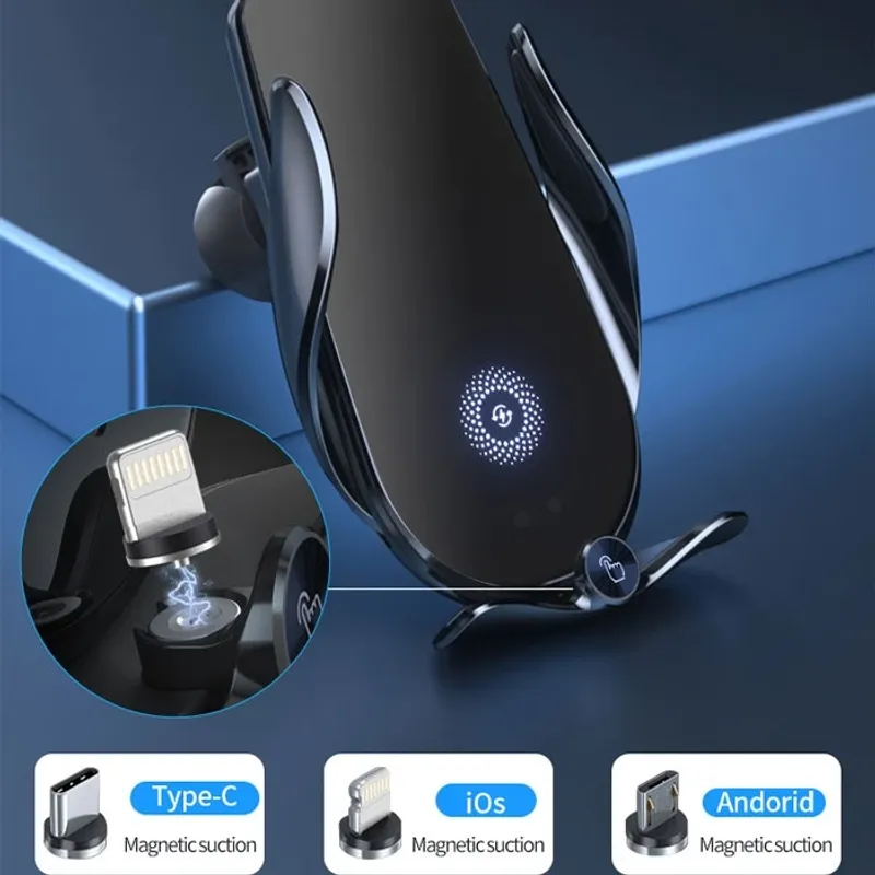 Поставка за телефон с Wireless Charger - Сива - 2