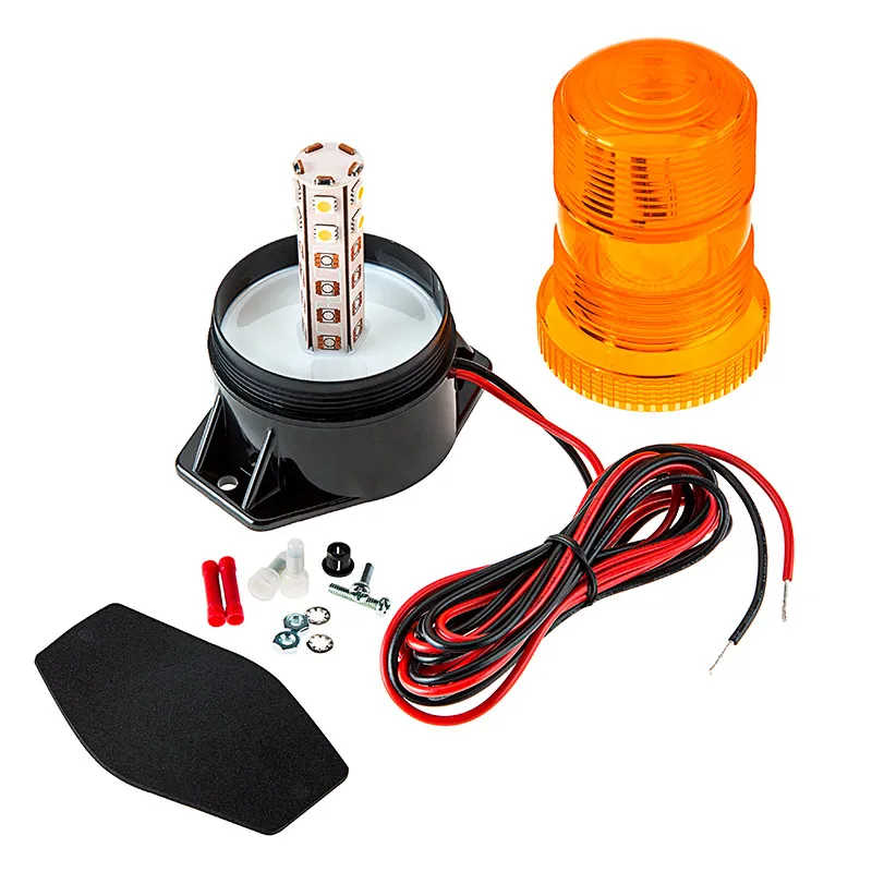 LED Лед Сигнална Аварийна Лампа Маяк Буркан 130mm x 74mm, 12V - 24V, 30 SMD Диода За Трактор, Електрокар, Мотокар, Селскостопански Машини и др. - 17