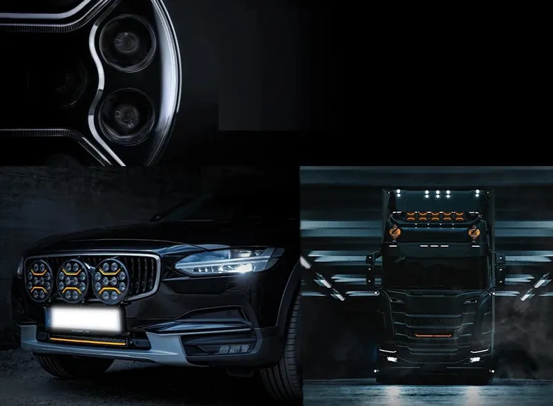 LED + DRL Диоден Халоген Фар Бял Оранжев Габарит Ø 230 мм 12V 24V за джип камион трактор багер земеделски машини и др. - 18
