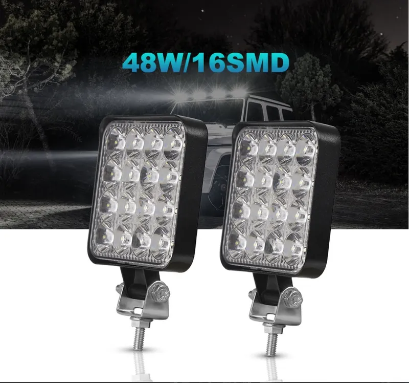 Комплект от 2бр. 48W Мини Лед LED Диоден Фар Халоген Дневни Светлини 12V - 24V за автомобил офроуд бус ван камион - 18
