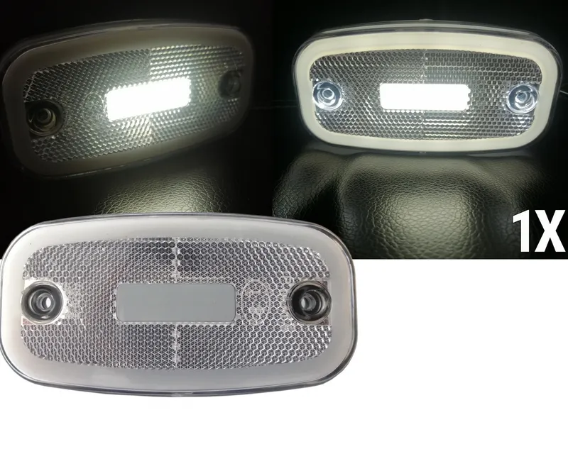 LED Бял Светодиоден Габарит Маткер Токос Неон Ефект, 122mm x 63mm , с Три Функции 12V-24V - 0