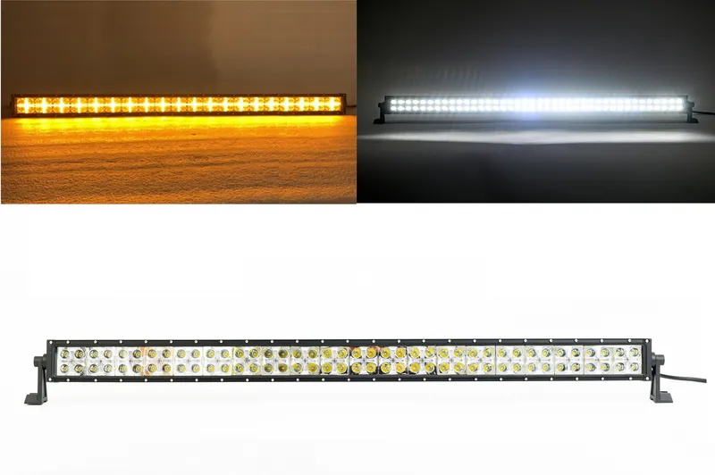 100 См Led Bar Лед Диоден Бар Прожектор Бяла и Оранжева, Жълта Светлина, Блиц, Флаш, CROSS DRL 240W 12V 24V - 0