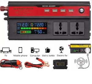 Инвертор преобразувател 12V към 220V с цифров дисплей, пикова мощност 5000W / реална 1200W