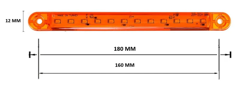ЛЕД LED Оранжев Диоден Маркер Габарит Токос със 12 светодиода за камион ремарке бус ван каравана платформа 12V-24V - 0