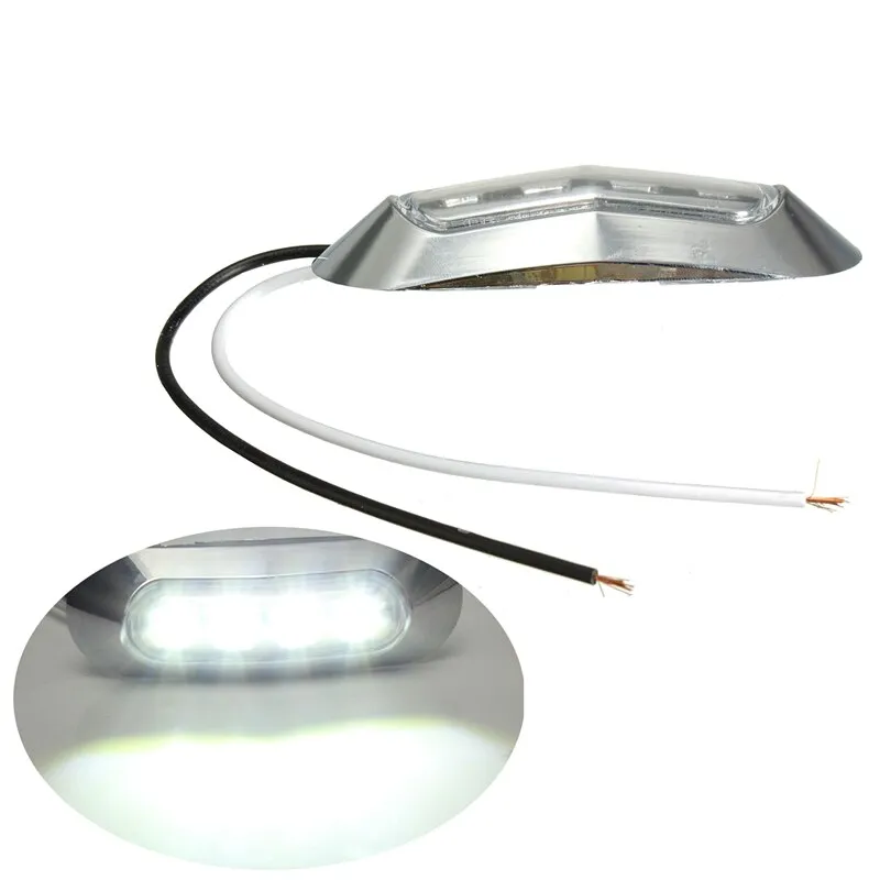 Бял LED Габарит, Маркер, 4 диода, Хромирана рамка - 12V - 0