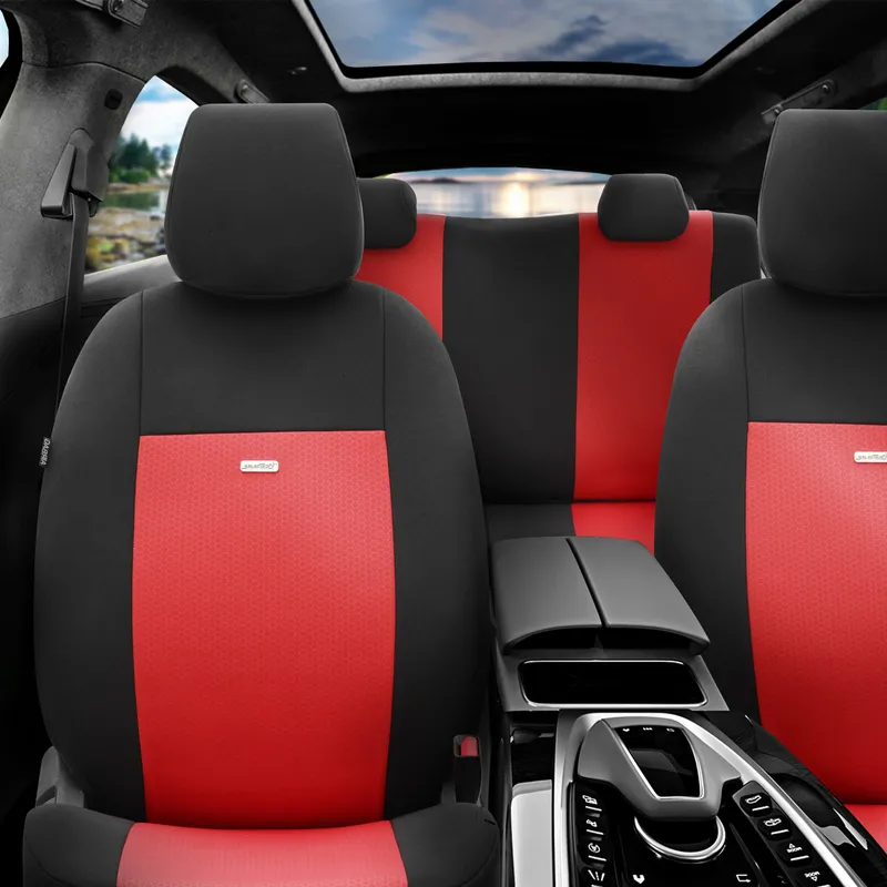 Комплект Тапицерия SelectedFit Flex Design by OTOM текстил – Черно-Червена, за Предни и Задни Седалки - 0