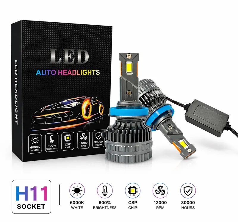 Комплект LED крушки H8 / H9 / H11 – 12V-24V 60W 6500LM 6000K CANBUS без грешки - 0