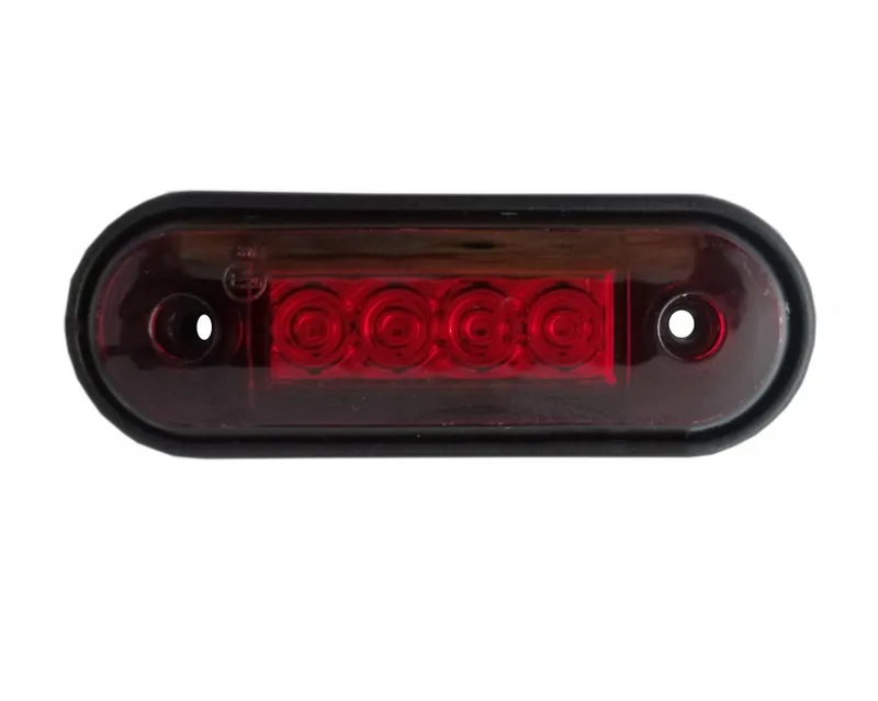 LED Маркер, Диоден Габарит, Токос, Червен, 12V-24V, Светлина За Камион, Бус, Ван, Ремарке, Каравана, Извит Гръб за Директен Монтаж на Ролбар, Булбар - 0