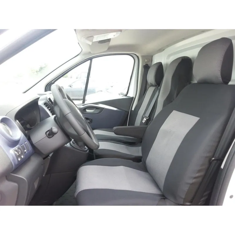 Премиум / лукс калъфи тапицерия за предни седалки за Opel Vivaro 2014+ / Renault Traffic, сиви - 0