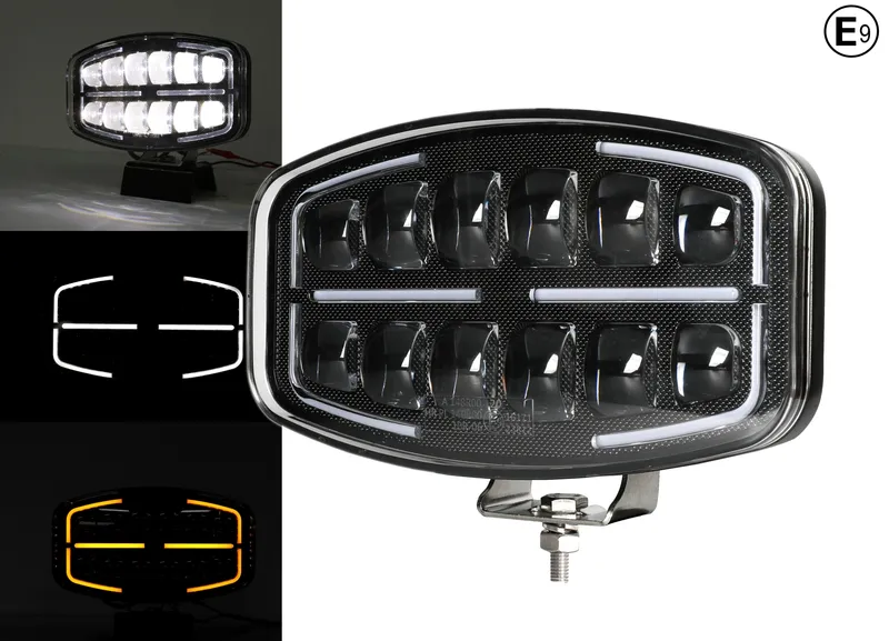LED Халоген Фар DRL бяла/жълта светлина - 12-24V за джип, камион, агротехника и др. - 0