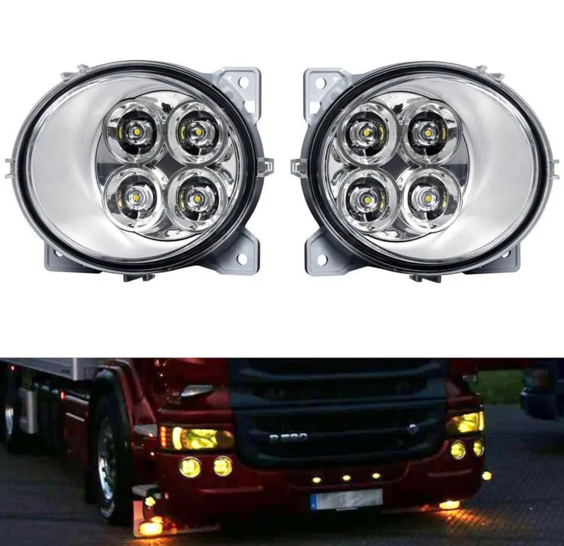 Ляв + Десен ЛЕД LED Диоден фар халоген За Scania P G R T след 2004 жълта светлина - 0
