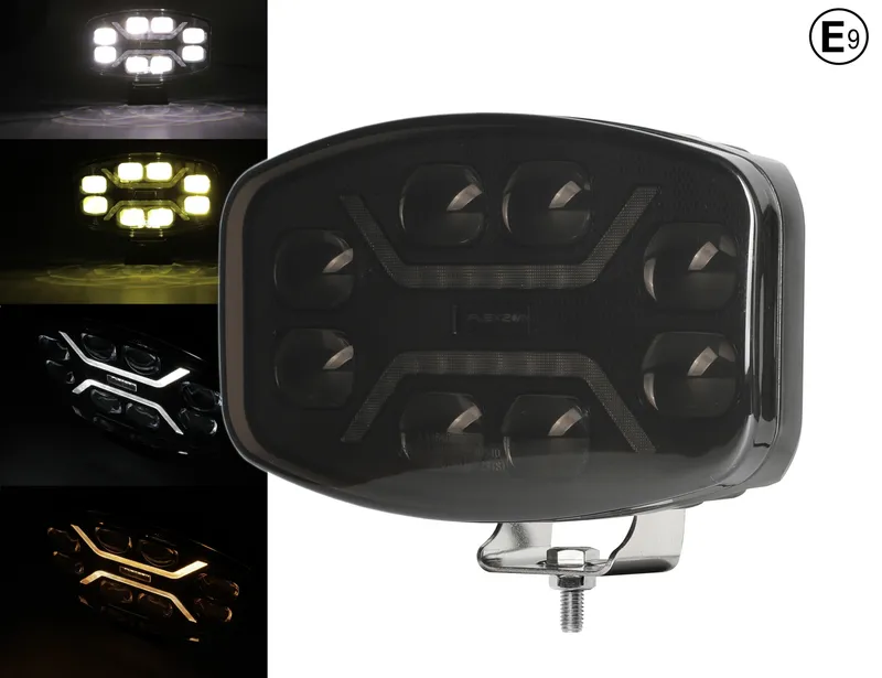 LED Халоген Фар DRL бяла/жълта светлина - Опушен - 12-24V за джип, камион, агротехника и др. - 0