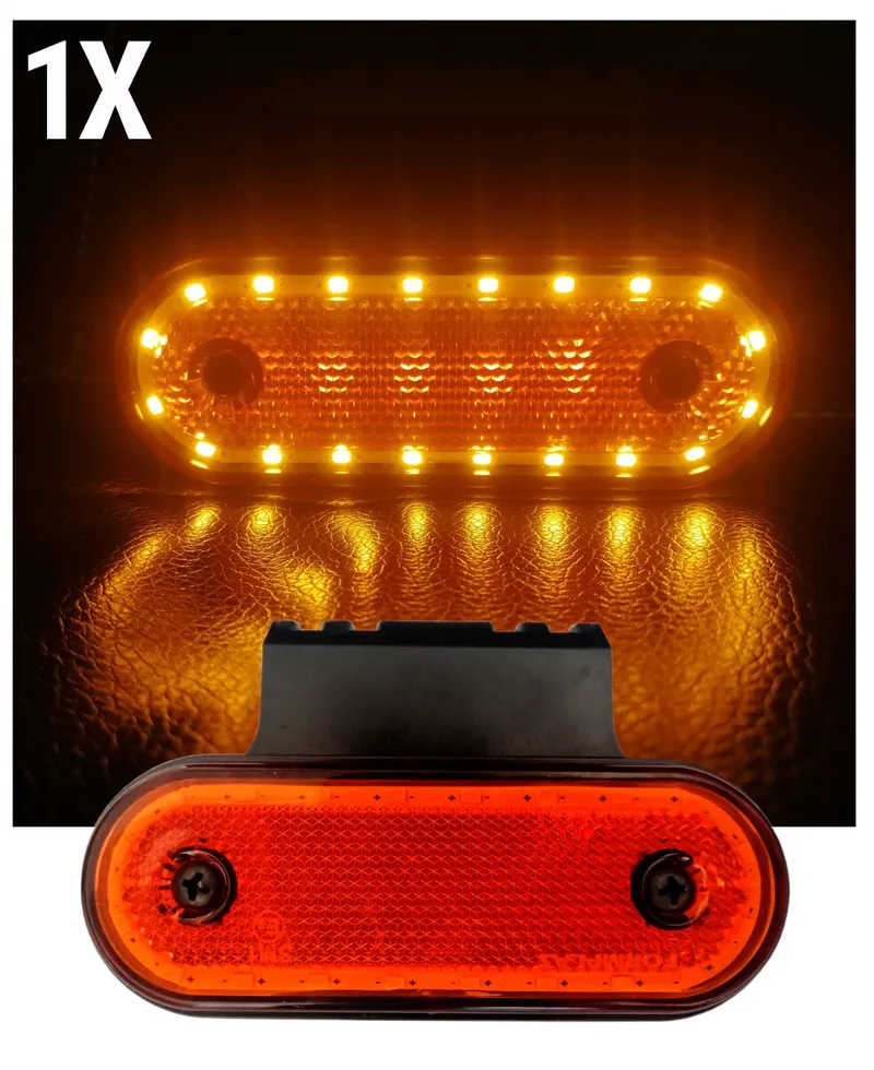 LED Диоден Габарит Маркер Токос Със Стойка Оранжев 20 Диода 12V - 24V За Камион Бус Ван Ремарке Каравана Платформа - 0