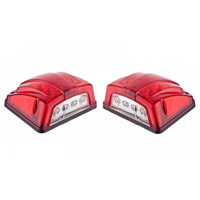 Комплект от 2 броя LED Плафон за регистрационен номер червен 12-24V за камион, ремарке, каравана, бус, трактор и др - 0