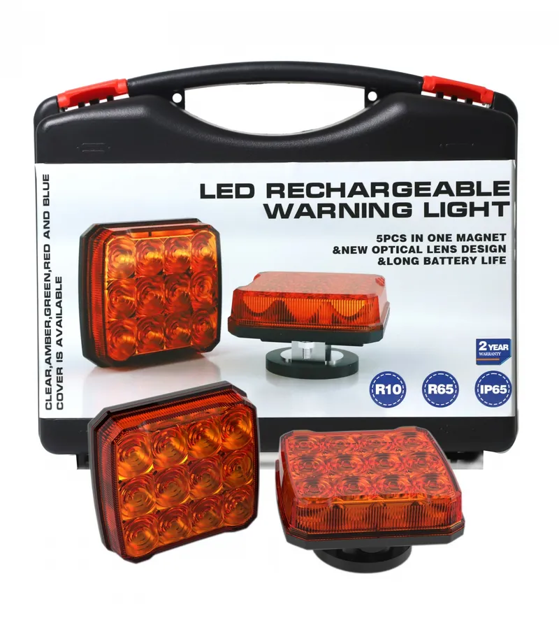 Wireless Безжични Аварийни Сигнални Блиц Светлини Лампи Маяк с Mагнит 12v 24v LED Оранжеви с 12 режима на работа - 0