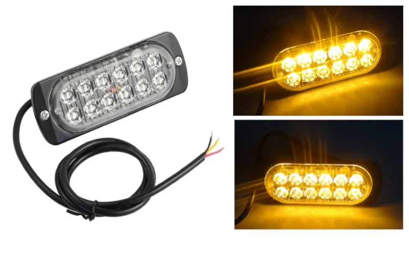 12 LED ЛЕД Аварийна Лампа За Пътна Помощ, Жълта Блиц Светлина, Мигаща - 0