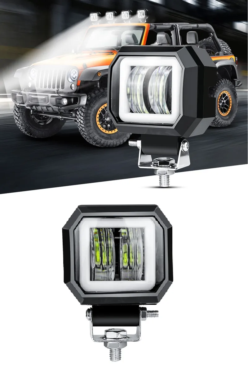 7D LED Халоген 7.6см Диодна Работна Лампа Диоден Фар Прожектор Задна Светлина 20W 1000lm 12V/24V - 0