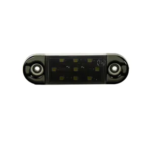 Опушен LED габарит маркер с 9 диода, Бял, 12V-24V, 20см кабел