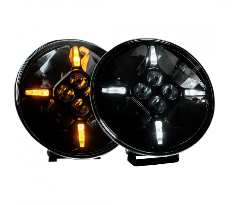 1 брой LED Диоден Халоген Фар с DRL бяло-жълт Ø 218 мм 12V-24V 120W Dark knight За Джип Камион Трактор Багер Земеделски Машини и др. - 0