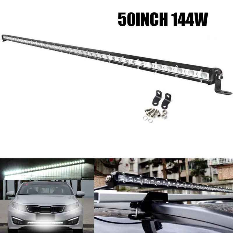129см 144W Slim Слим Едноредов Мощен Led Bar Лед Диоден Бар Прожектор 12-24V - 0
