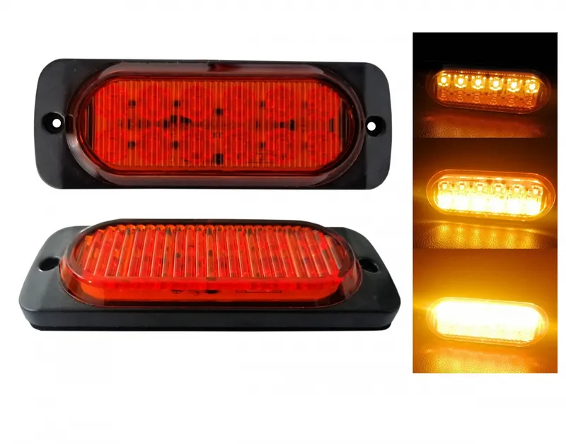 Оранжева LED Сигнална / Аварийна Блиц светлина - 12 диода 12V-24V - 0