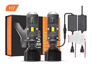 Комплект LED крушки с лупа, Y10 H7, 200%, 50W 6400LM, 6000K, 360° Canbus без грешки – 12V