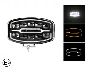 Качествен LED ЛЕД 55W диоден фар халоген лампа 12V - 24V с DRL светлина бяло-жълто за АТВ джип камион трактор